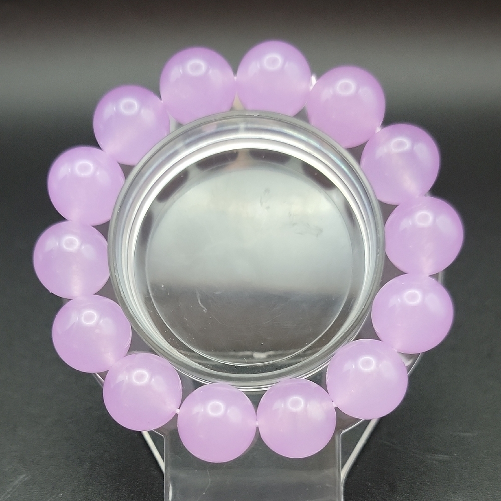 14mm Natural Pink Purple Alexandrite Gemstone Round Beads Stretch Bracelet 6"